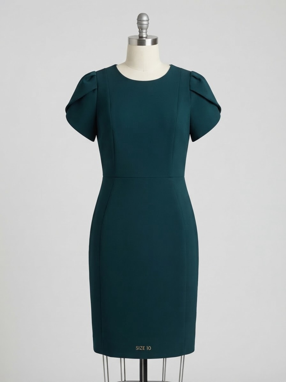 Calvin Klein Teal Sheath Dress with Puff Cap Sleeves